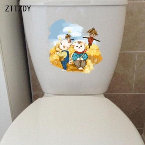 ZTTZDY 21.7*21CM Cats In The Field BedRoom Home Decor Wall Sticker Toilet Decal Animal Pattern T3-0377