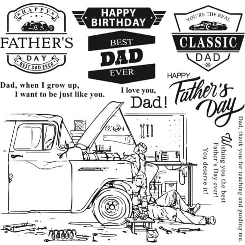 14x14 Boy repairing car Transparent Clear Stamps Silicone Seals for DIY scrapbooking photo album Card Making