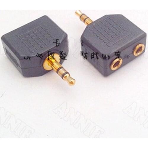 50pcs/lot "Gold Plated Headphone Couple Socket 3.5 One Divided Into Two Earphone Jack With Three-Way Valve "