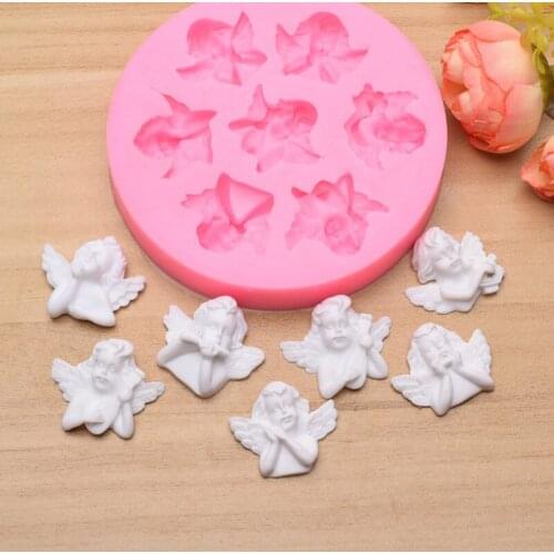 7 angel baby chocolate flip silicone mold cake decoration baking tool craft drop glue plaster mold resin mold