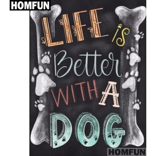 HOMFUN Full Square/Round Drill 5D DIY Diamond Painting "Dog Life" 3D Embroidery Cross Stitch 5D Home Decor A01096