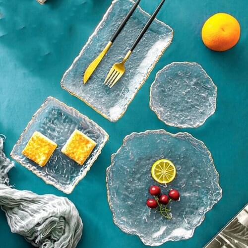 Irregular Glass Salad Bowl Fruit Rice Serving Bowls Food Storage Container Sushi Plate Lunch Bento Box Decoration Tableware