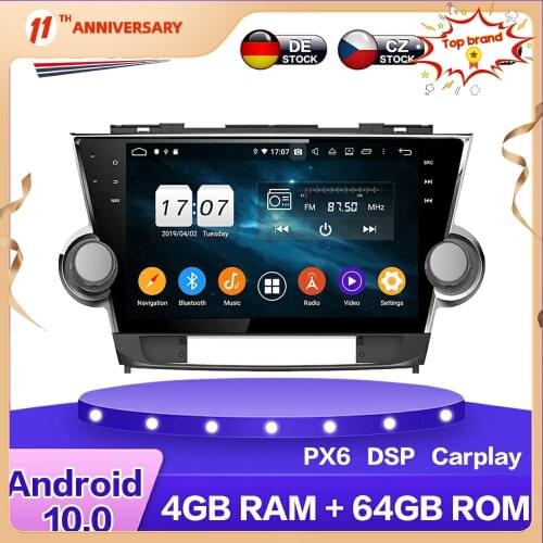 Android Car Multimedia Radio DVD Playe Auto GPS Navigation Stereo for Toyota Highlander 2011 - 2014 Carplay DSP WIFI BT Headunit