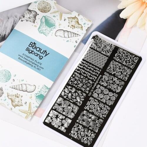 Beauty BigBang Stamping Plates XL-001 Classical Style Sea Star Shell Fruit Leaves Image 12*6cm Stainless Steel Nail Art Template