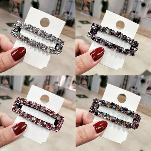 Shiny Full Crystal Hairpins Woman Rhinestone Crystal Pearl Cute BB Clips Sweet Hair Clip For Women Hair Accessories