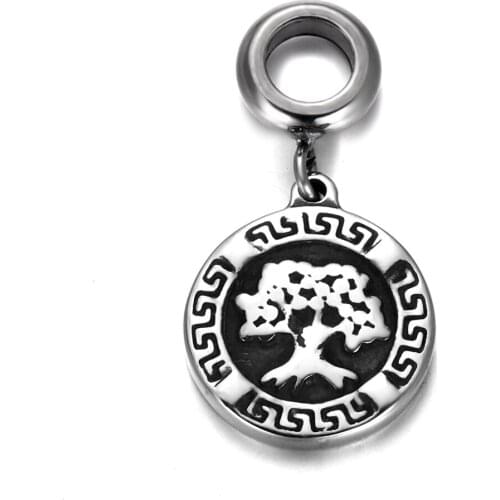 316L Stainless Steel Spacer Bail Beads with Tree Charms 5mm Hole Polished Metal Charm Accessories DIY Bracelet Jewelry Making