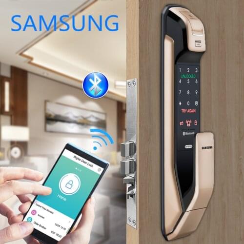 SAMSUNG Fingerprint PUSH PULL Digital Door Lock With WIFI Bluetooth App SHS-DP728 English Version Big Mortise AML320