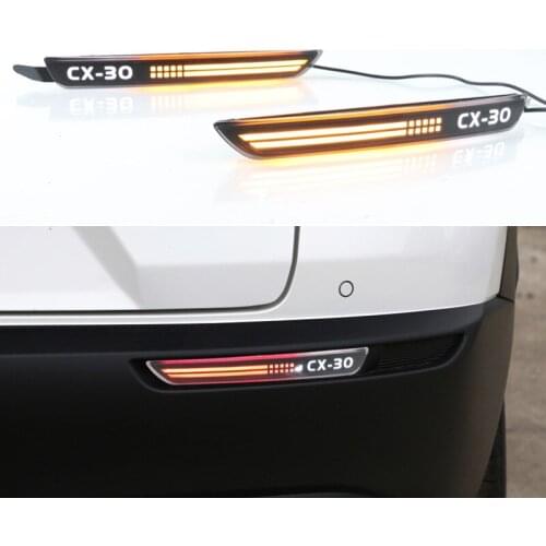 DNO Rear Led Bumper Lights For Mazda CX-30 CX30 2020 2021 Brake Light Rear Fog Lamp Dynamic Turn Signal Reflector