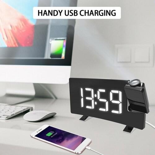 Household Table Electronics Desktop Clocks Large LED Digital Display Projection Alarm Clock AM/FM Radio USB Charging