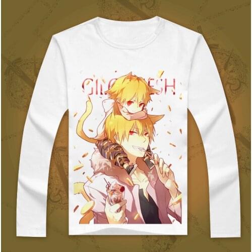 Fate Stay Night Cosplay T Shirt Gilgamesh Spring Autumn Long Sleeve Anime T-shirt Cartoon Printed Top Tee Casual tshirt Costume