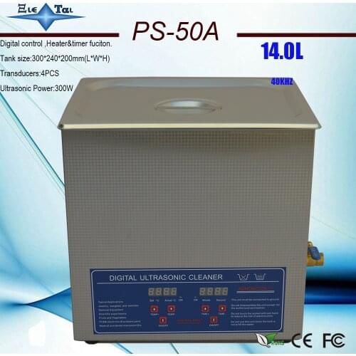 Hot sale AC110v/220v 40kHZ PS-50A 300w digital timer & heater control ultrasonic cleaner 14L for hardware parts