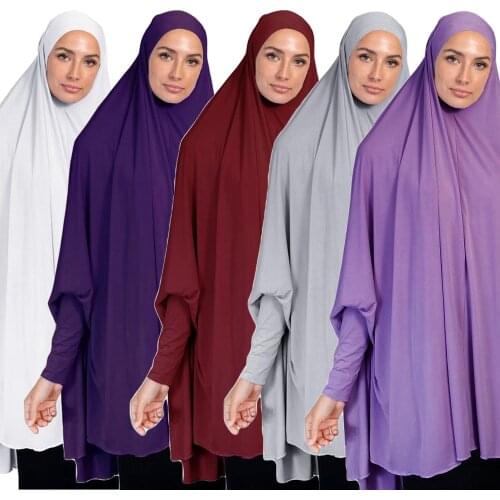 Khimar Long Hijab Scarf Muslim Women Large Amira Overhead Prayer Clothes Islamic Long SleeveAbaya Arab Tops
