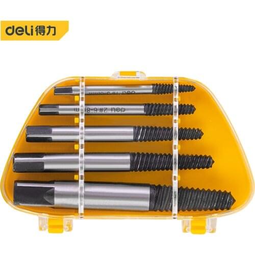 Deli Five-Piece Screw Extractor Damaged Screw Extractor Drill Bit Extractor Bolt Extractor Bolt Stud Remover High Quality Tool
