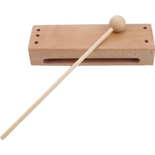 Wooden Percussion Block Woodblock with Mallet Exquisite Kid Children Musical Toy Percussion Instrument