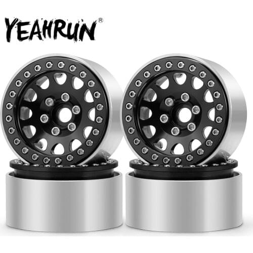 YEAHRUN 1/4PCS 1.9inch Alloy Beadlock Wheel Rims for Axial SCX10 D90 CC01 1/10 RC Crawler