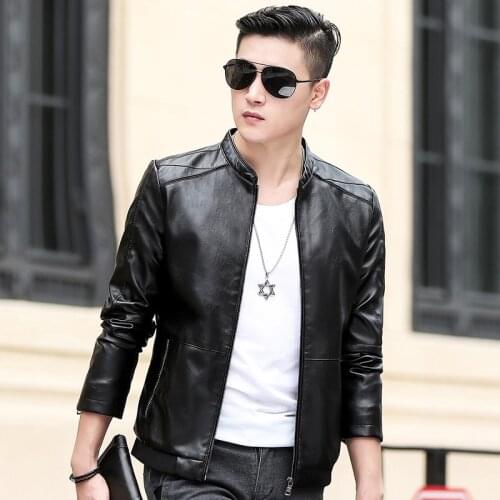 Business casual shorts leather jacket New Men Faux Leather Jacket Motorcycle Mens Jackets Outwear Male PU Leather Coats Mens