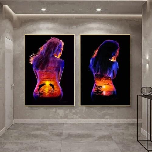 Hot DIY diamond painting abstract girl back painting 5D full round diamond embroidery landscape mosaic handmade home decoration