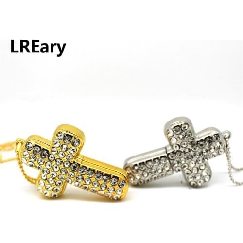 Metal crystal Christian Cross 8GB 16GB 4GB PenDrive Gift Pen Drive USB Flash Drive USB Disk Thumb Drive 32GB Memory Stick