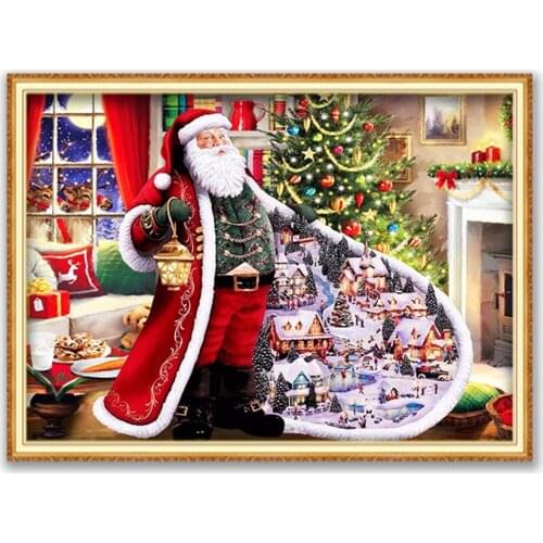 Christmas Village DIY 11CT Embroidery Cross Stitch Kits Needlework Craft Set Cotton Thread Printed Home Decoration New Hot Sell