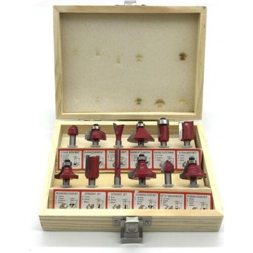 12pcs/set Woodworking Cutter 6.35mm And 12.7mm Bakelite Milling 1/4 Trimming Engraving Machine Blade Set