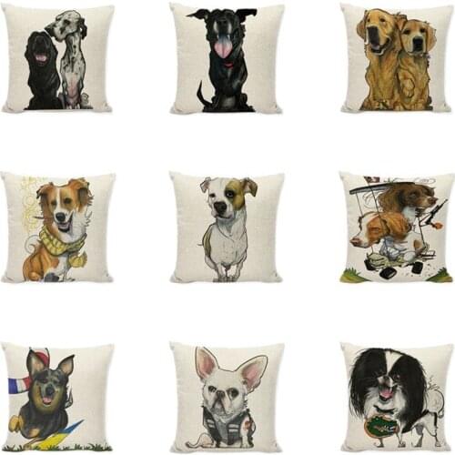 Cushion Cover Lovely Dogs Furry Cartoon Animal Corgi Doberman French Bulldog Pug Gaming Chair Outdoor Home Decor Sofa Pillowcase