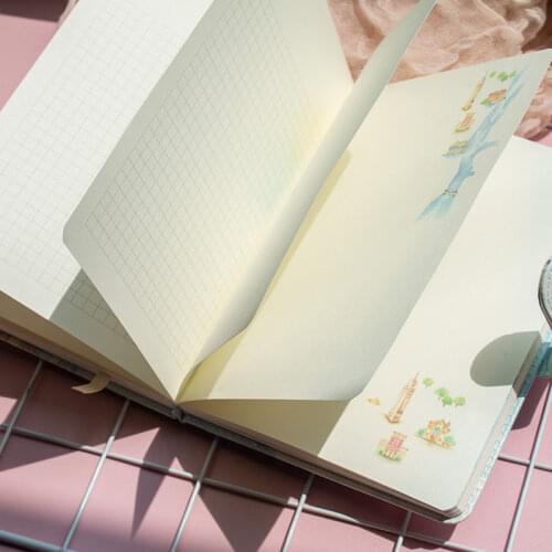 Creative Small Fresh PU Leather 36K Hardcover Magnetic Buckle Color Page Hand Account Book Student Girl Heart Diary Notepad