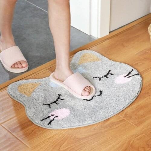 Cartoon Cat Bathroom Door Entrance Mat Bath Rug Bathroom Anti-Slip Mat Toilet Mat Entrance Door Absorbent Mat Non-slip Door Mat