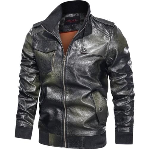 MANTLCONX New Leather Jacket Men Motorcycle PU Leahter Jacket Male Fashion Casual Windbreaker Faux Leather Jacket Coat Vintage