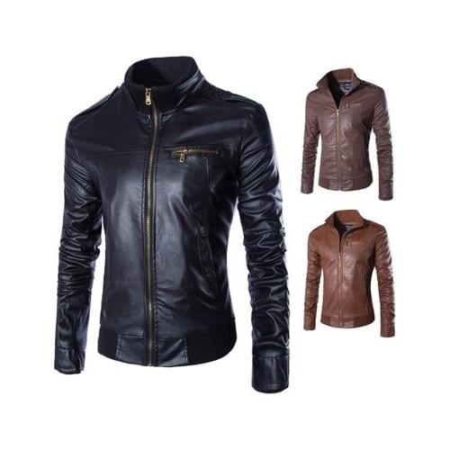 2020 New Fashion PU Leather Jacket Men Jaqueta De Couro Masculina Brand Mens Jackets And Coats Skinny Fitness Motorcycle Jacket