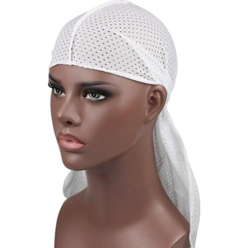 2021 New Velvet Turban Hat for Men Long Hat Luxury Mens Elastic Doo Rag Head Wrap Bandana Chemo Cap Hair Accessories