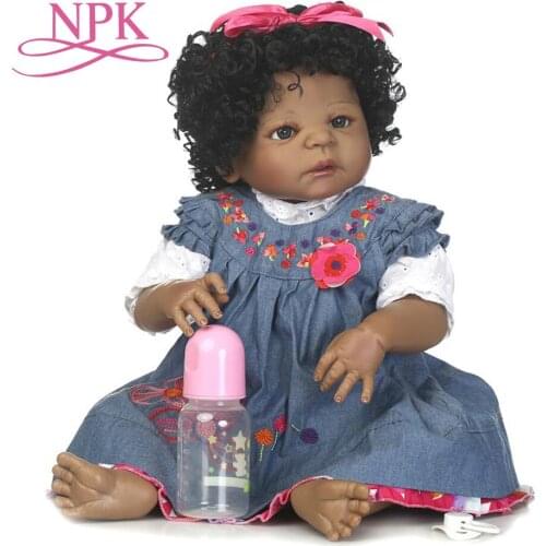 NPK 57cm popular Christmas holiday gifts simulation reborn baby can enter the water silicone reborn baby dolls African American