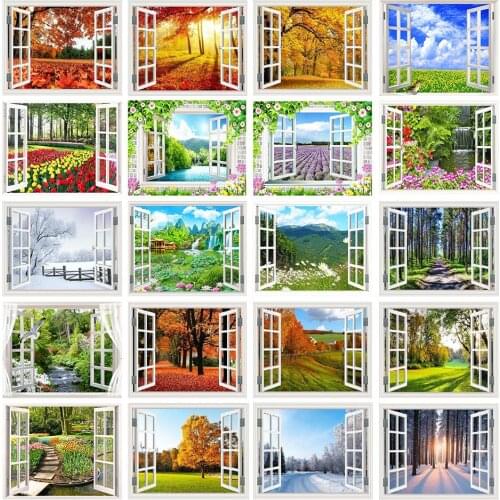 Window scenery Counted Cross Stitch 11CT 14CT 18CT 22CT 25CT 28CT Cross Stitch Kits Embroidery Needlework Sets