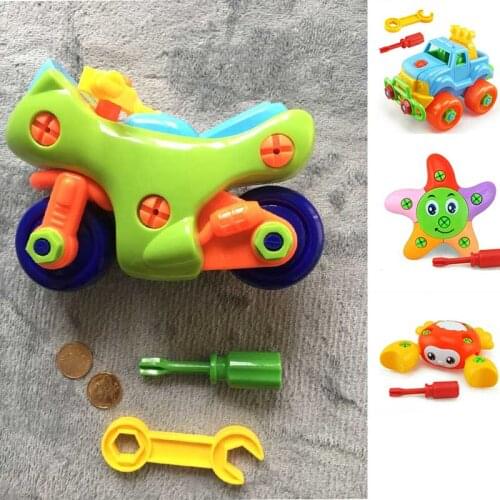 Early Learning Education DIY Screw Nut Group Installed Plastic 3d Puzzle Disassembly Motorcycle Kids Toys for Children Jigsaw