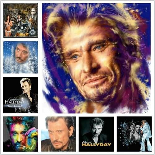 Diy Diamond Embroidery Johnny Hallyday Icon Rhinestones Cross Stitch Kits 5D DIY Diamond Painting Mosaic Handicrafts gift WG795