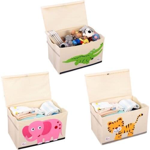 Folding Storage Box Cute Cartoon Animal Storage Basket Felt Cloth Fabric Foldable Storage Bins For Nursery Toys Organizers