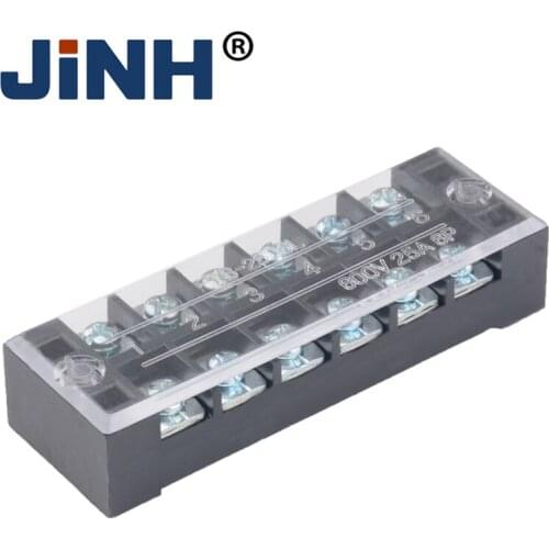TB-2506 Dual Row Strip Screw Terminal Block 25A 600V Fixed Wiring Board Wire Connector