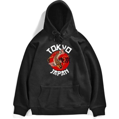 Hoody Japanese Tokyo Koi Printing Hoodies Mens Fashion Harajuku Pullover Oversized Famous Brand Men Clothing High Quality Hoodie