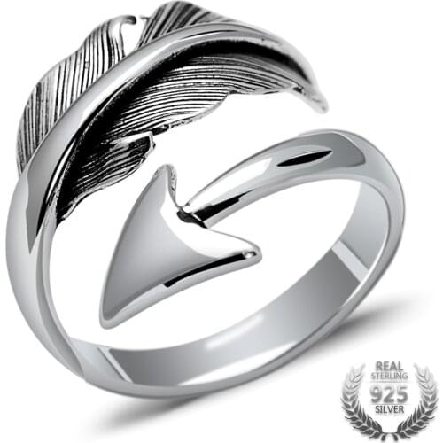 Vintage 925 Sterling Silver Lovers Ring & Cupids Arrow for Thai Silver Jewelry Open Ring Resizable