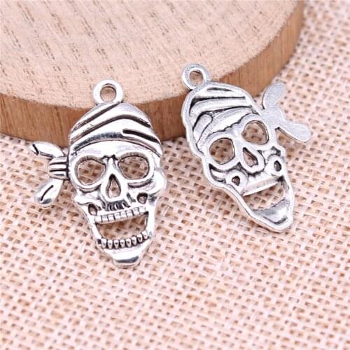 WYSIWYG 10pcs 27x20mm 2 Colors Skull Charms Pendant For Jewelry Making DIY Jewelry Findings