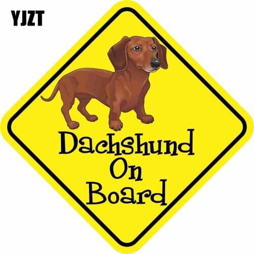 YJZT 12.7CM*12.7CM DACHSHUND ON BOARD Dog Warning Mark Reflective Lnterest Car Sticker Motorcycle Parts C1- 7367-1