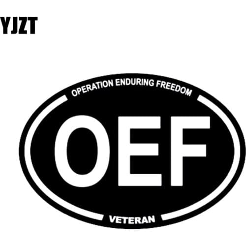 YJZT 14.3CM*9.8CM USMC OPERATION ENDURING FREEDOM OEF VETERAN Oval Car Sticker Vinyl Decal Black/Silver C3-0097