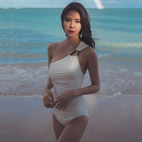 New Brand High quality Summer White Sexy Women One Pieces Swimwear Wire Free Hot Girl Swimsuit Solid Beach Wear Bathing Suit