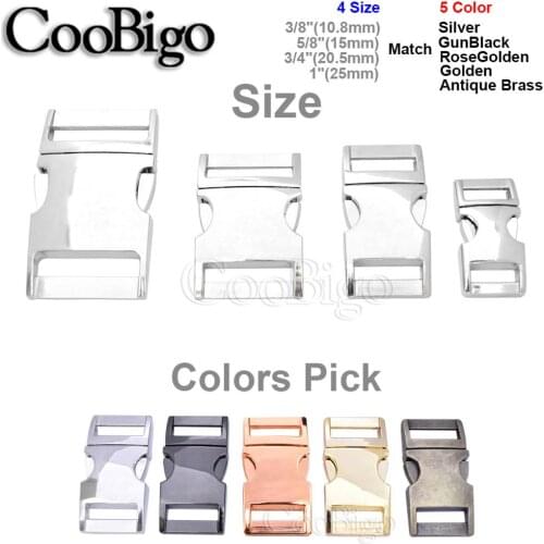 New 1pcs 10mm 15mm 20mm 25mm Metal Side Release Buckles for Paracord Bracelet Dog Cat Collar Buckles DIY Accessories