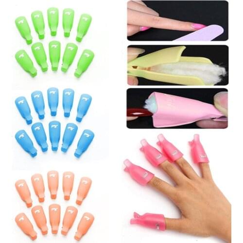 10Pcs Plastic Nail Art Soak Off Cap Clips UV Gel Polish Remover Manicure Tool