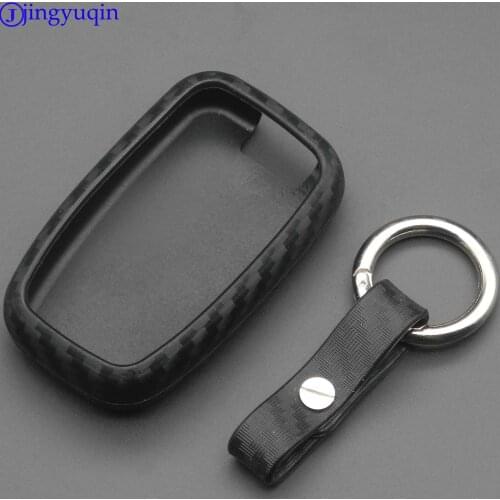 10x Car Key Case Cover For Hyundai Solaris Santa Fe Tucson Elantra Verna Carbon Fiber Pattern Silicone Key Ring Shell Fob