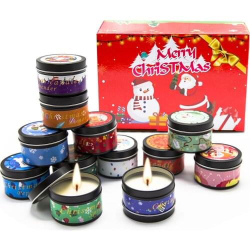 12pcs Christmas Themed Scented Candle Widely Used Decoration Great Gift Box Home Plant Essential Oil Christmas Candle Richly