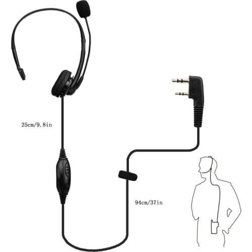 2-Pin Ptt Mic Headphone Headset Earpiece for Kenwood Baofeng Uv5R 888S PX777 KG669 Radios