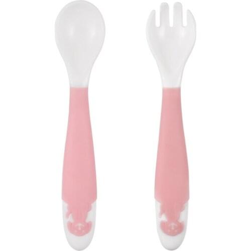 2Pcs/Set Bendable Baby Spoon Fork Set Baby Learning Flatware Utensils Baby Kids Cutlery with Storage Box For 0-3 Years