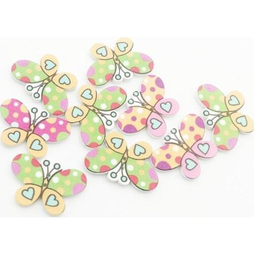 30pcs Love/Dots Butterfly Buttons Mix Color DIY Scrapbook Craft Sewing Decorations Buttons For Scrapbooking Sewing Accessories