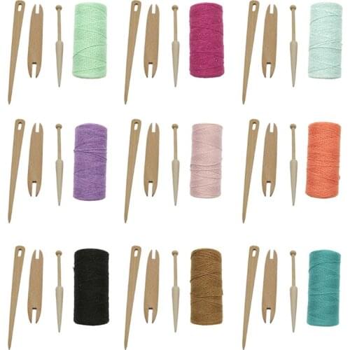 4pcs/set Natural Wooden Shuttle Stick Needle Knitting Weaving Loom Warp Thread Yarn DIY Handcrafts